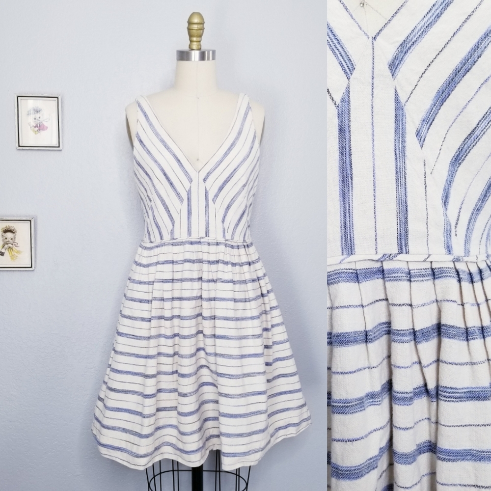 J.crew linen blend fit and flair dress